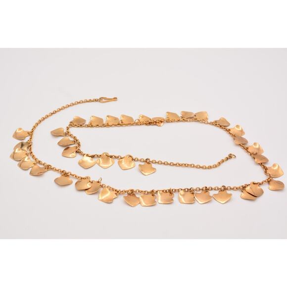 Vintage Statement Belt Gold Shaker Charm Dangle Linked Shiny Heavy Chunky 37" - Picture 1 of 12